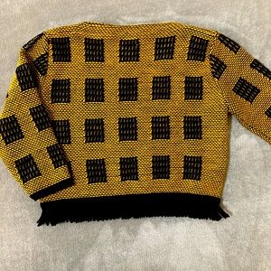 80’s retro wool modern BLOCK fringe crop s…